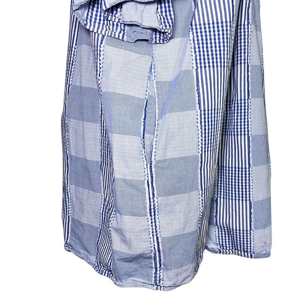 Maeve Blue and White Plaid Patchwork Mini Dress - Picture 7 of 16